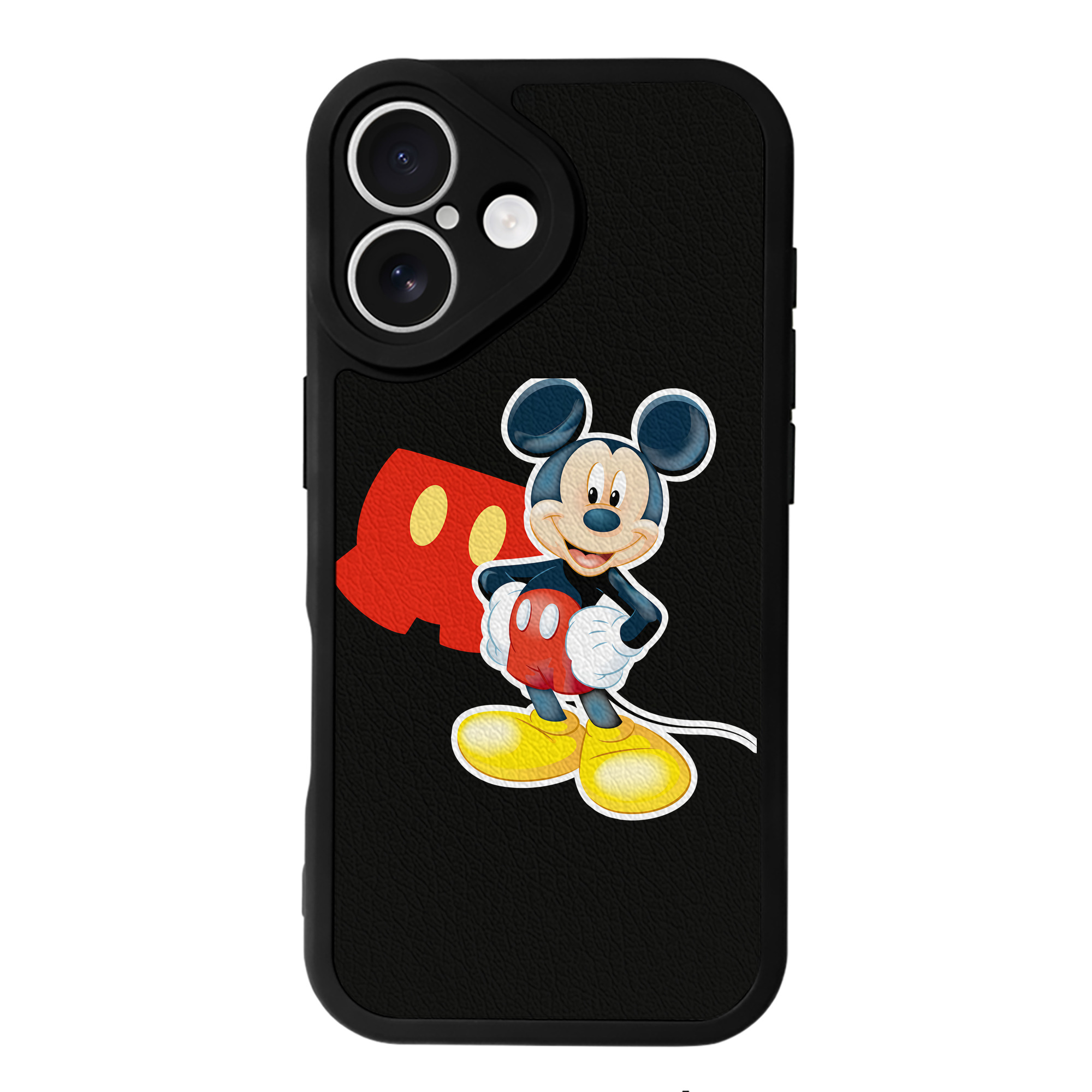 （画像用） ミッキーマウス Mickey Mouse 【iPhone 16シリーズ対応】シリコンスマホケース（レザー調） 材質：シリコン